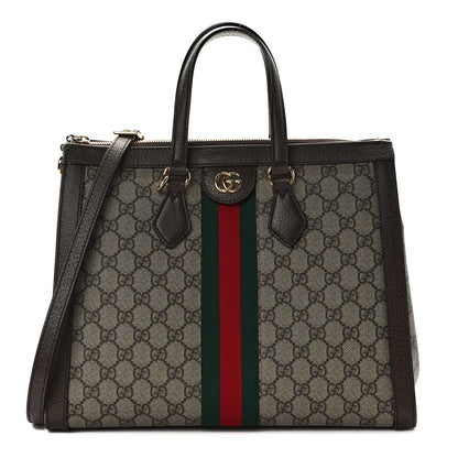 Gucci GG Supreme Monogram Web Medium Ophidia Tote Bag Brown 1 of 11