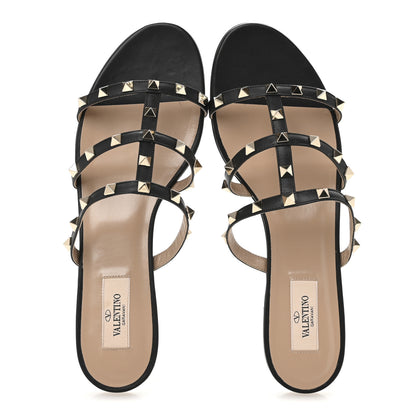 Valentino Garavani Nappa Rockstud Caged Flat Slide Sandals 40 Black 2 of 11
