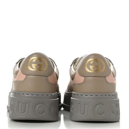 Gucci Calfskin GG Supreme Monogram Perforated Womens Platform 55mm Sneakers 39.5 Apricot Pink Beige Grey 5 of 9