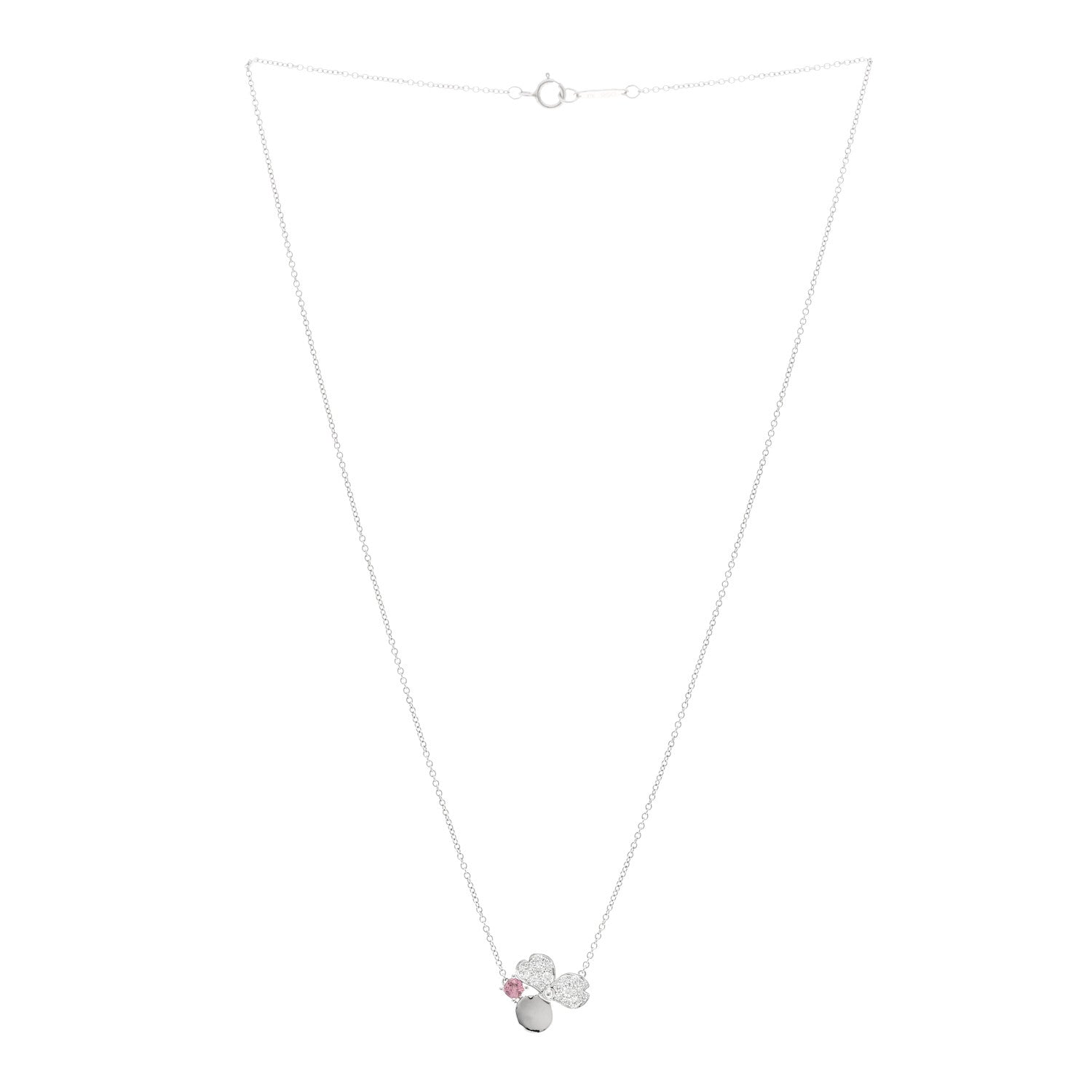 Tiffany Platinum Diamond Pink Tourmaline Paper Flowers Pendant Necklace 3 of 5