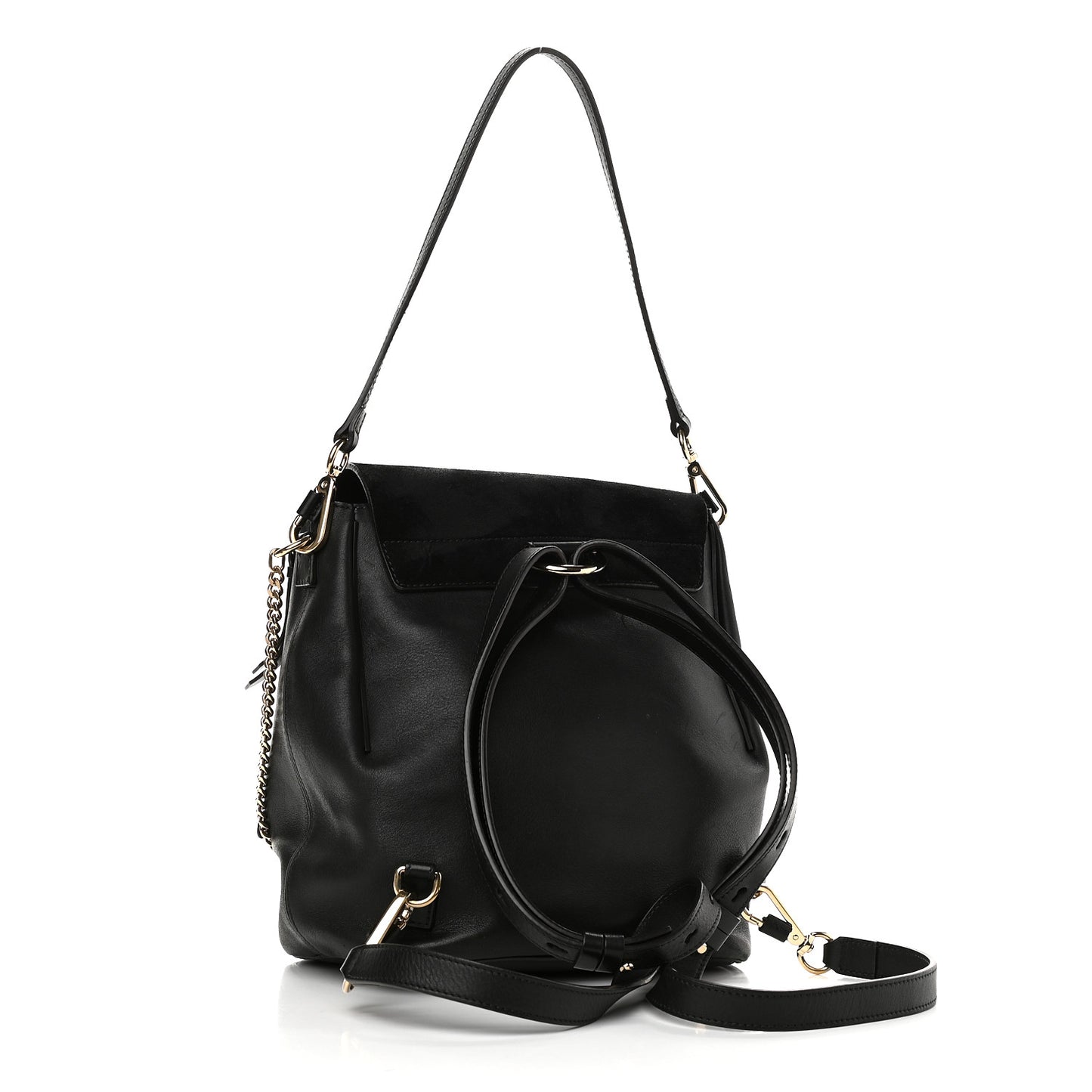 Suede Calfskin Small Faye Backpack Black
