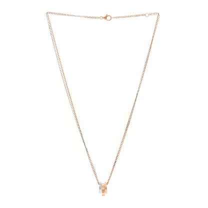Cartier 18K White Pink Gold Diamond Three Ring LOVE Pendant Necklace 2 of 5