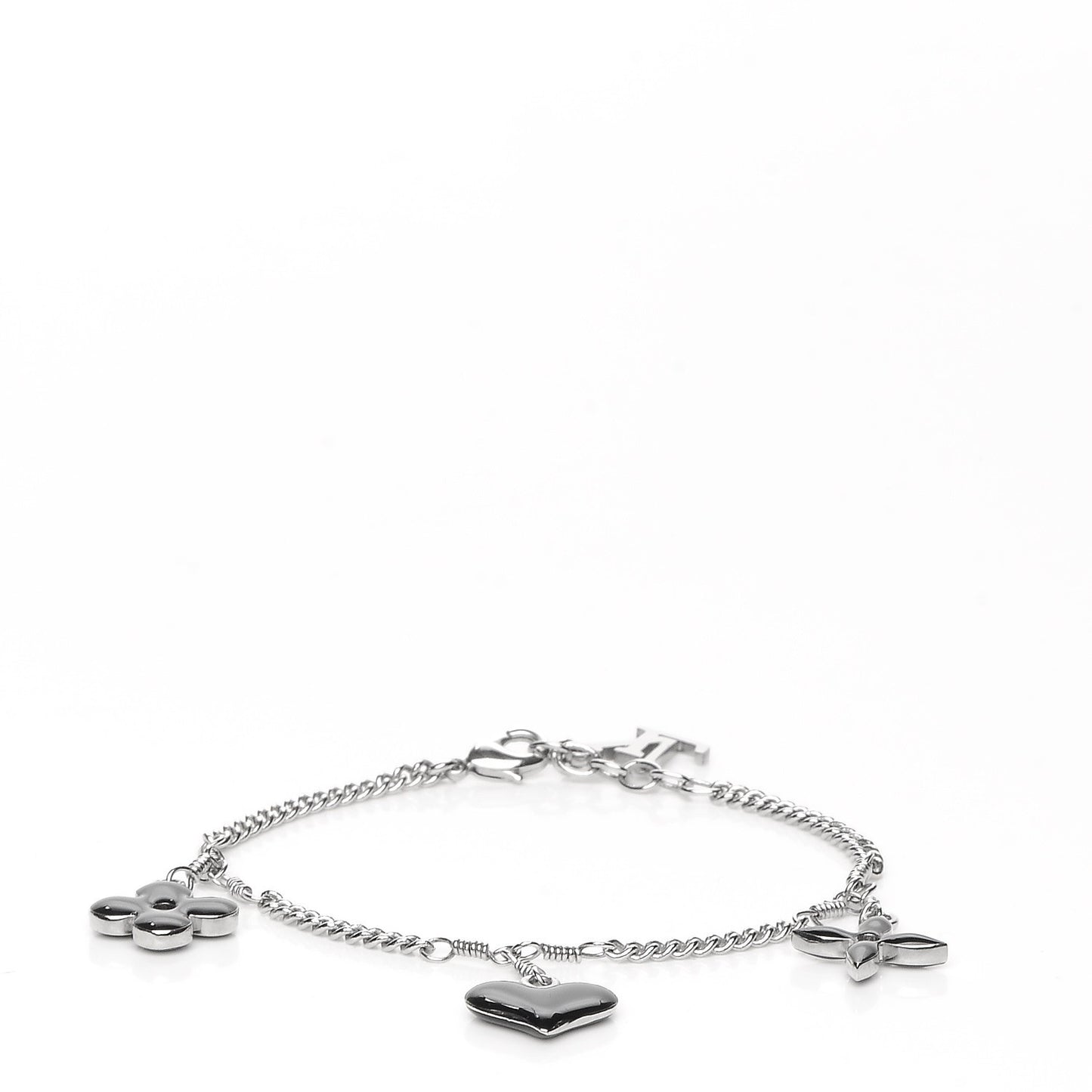 Sweet Monogram Charm Bracelet Silver Black
