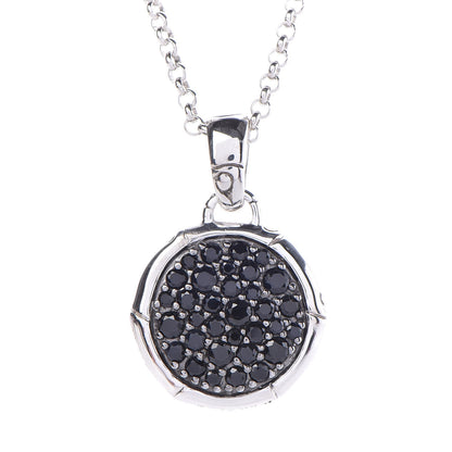 John Hardy Sterling Silver Black Sapphire Small Bamboo Round Pendant Necklace 4 of 6