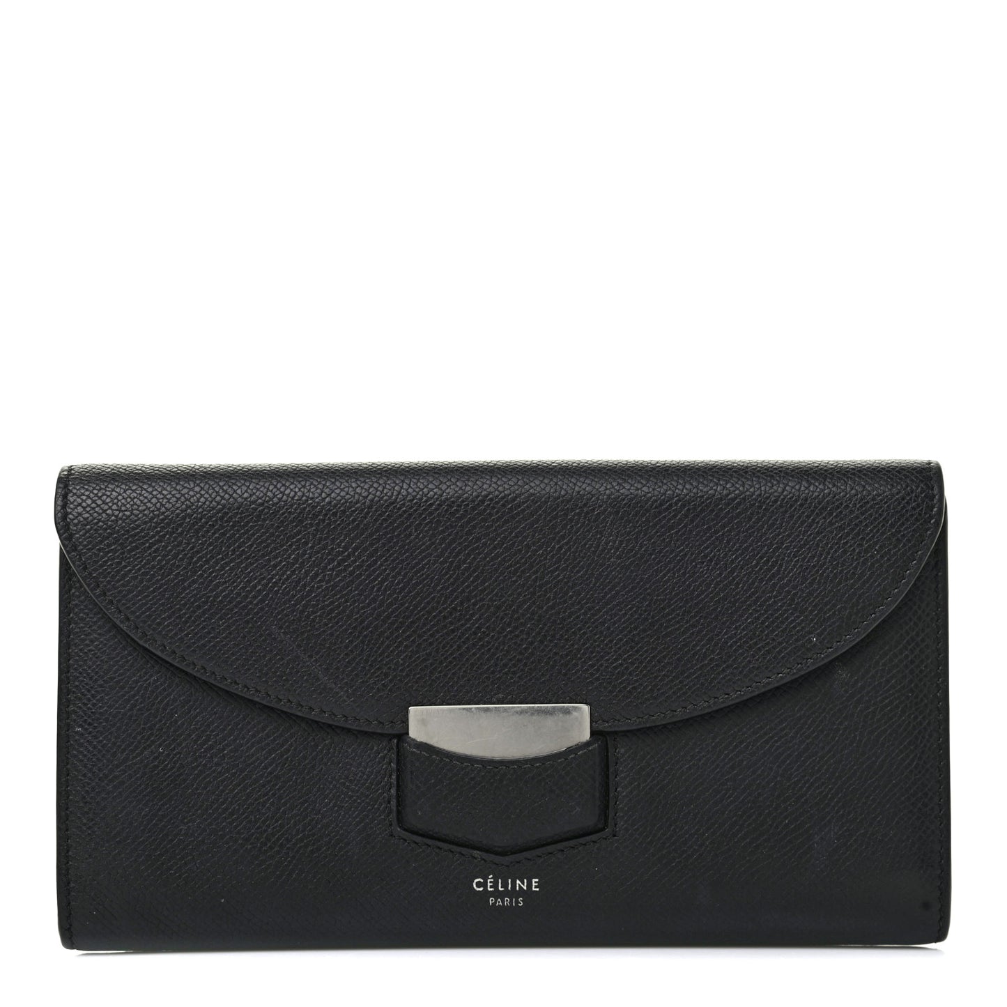 Grained Calfskin Large Trotteur Multifunction Flap Wallet Black