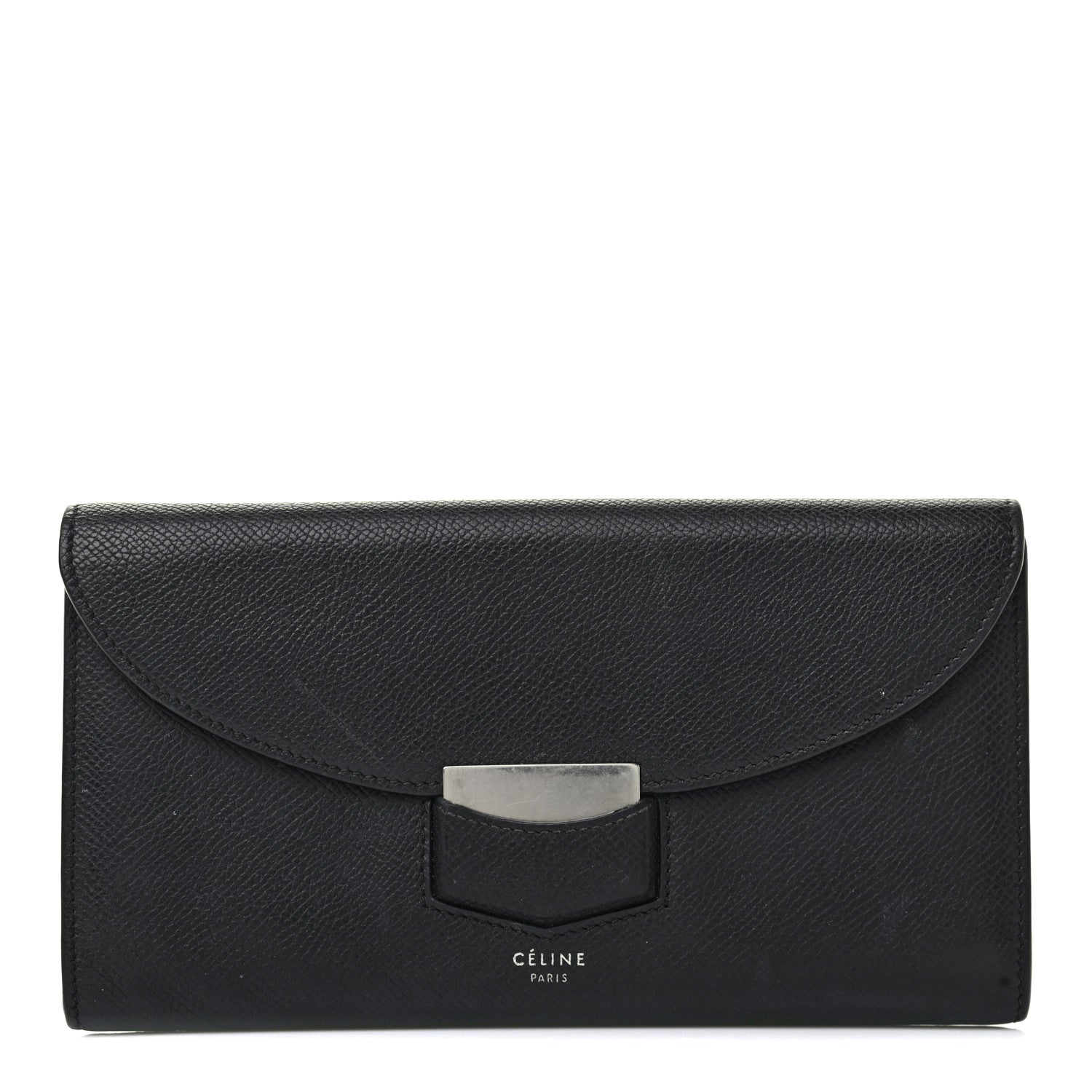 Celine Grained Calfskin Large Trotteur Multifunction Flap Wallet Black 1 of 11