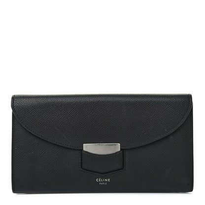 Celine Grained Calfskin Large Trotteur Multifunction Flap Wallet Black 1 of 11