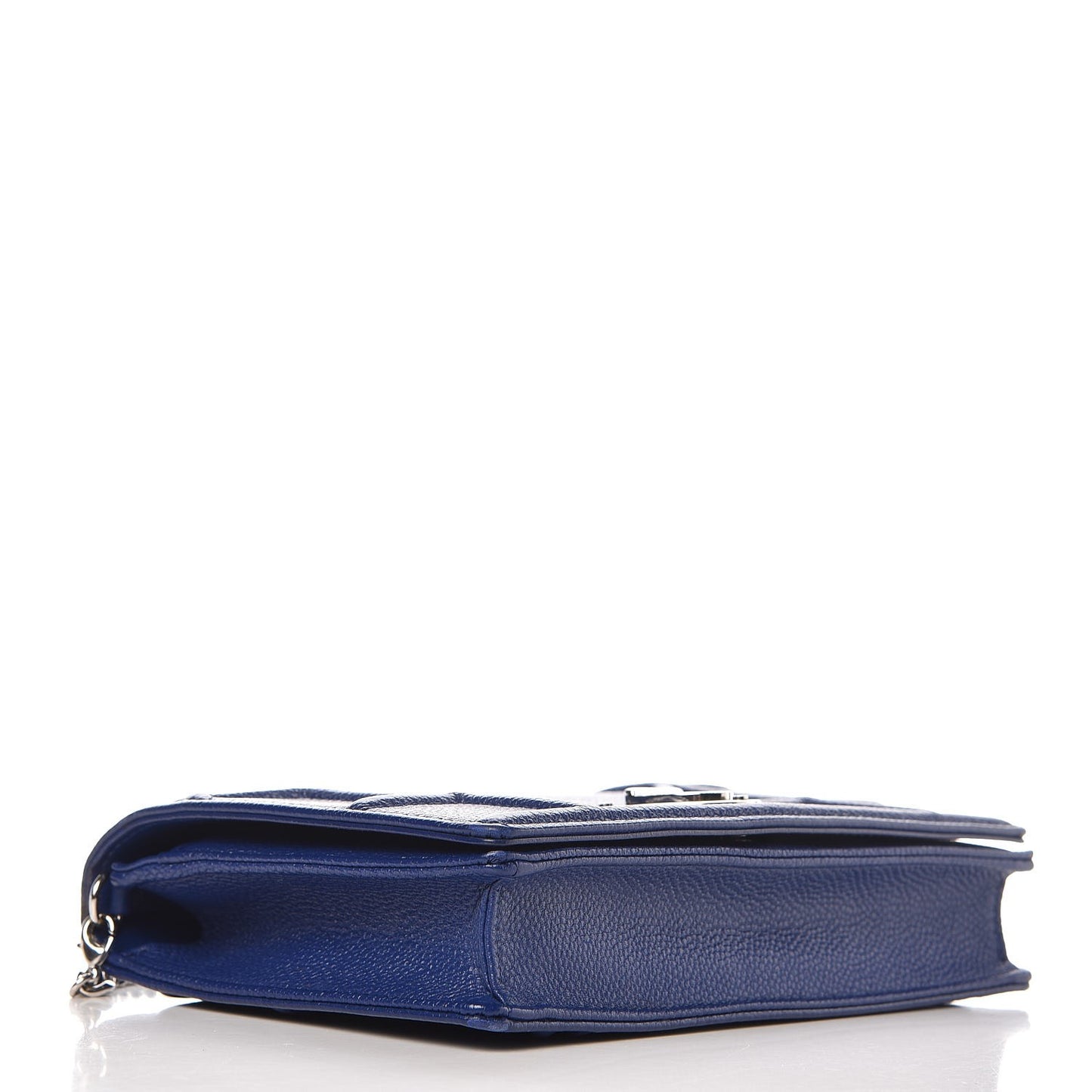 Grained Calfskin Diorama Wallet on Chain Pouch Blue