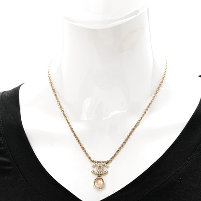 Chanel Crystal Pearl CC Necklace Pearly White Gold 3 of 10