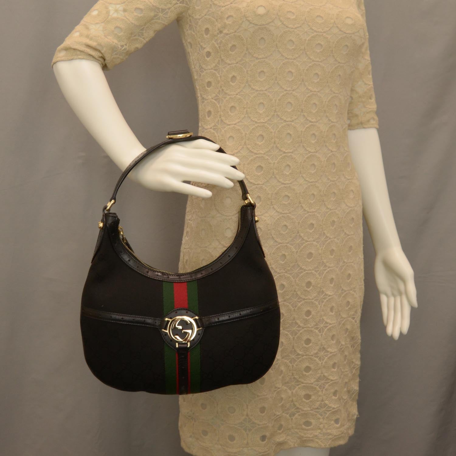 Gucci Monogram Reins Hobo Black 2 of 8