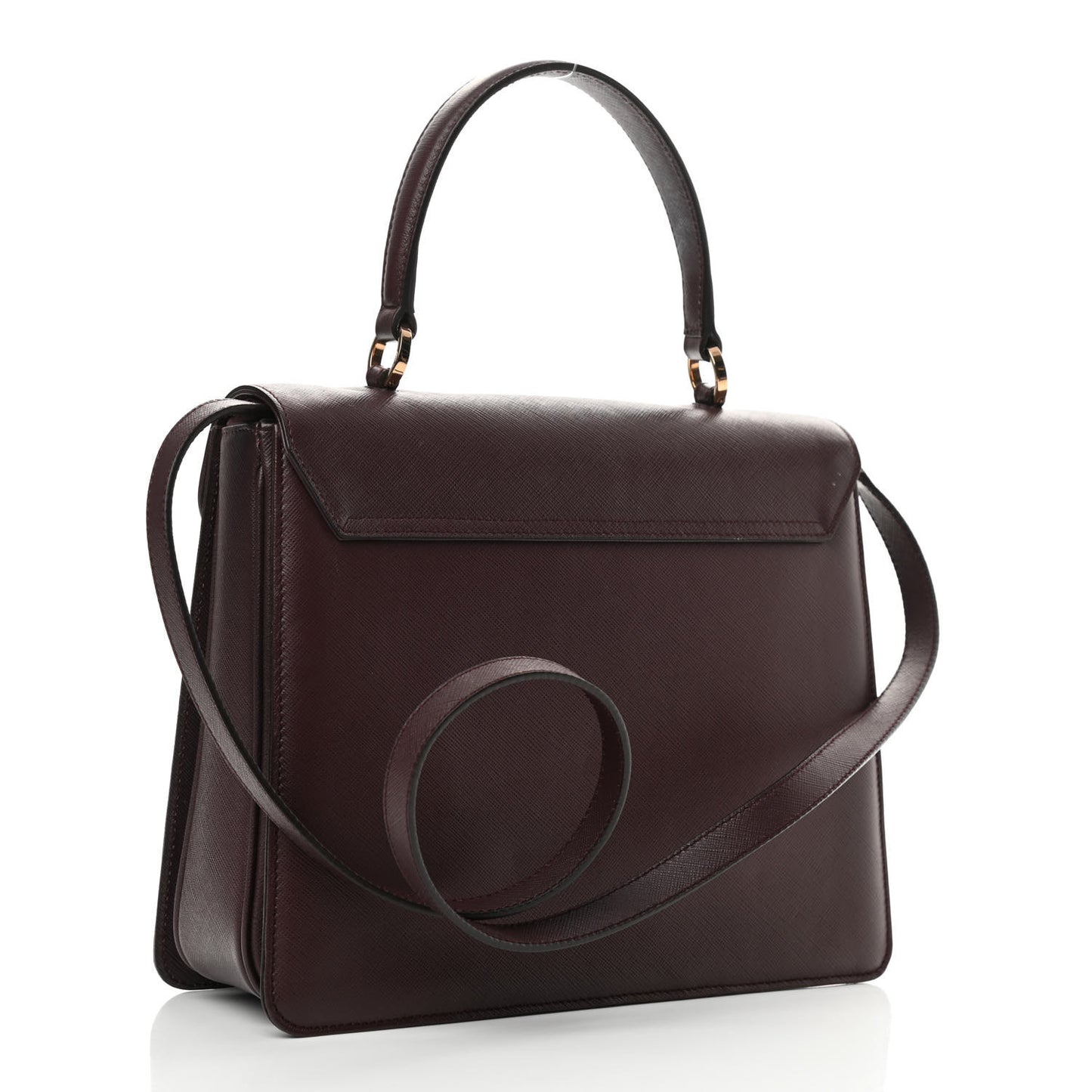Calfskin Gancini Top Handle Shoulder Bag Burgundy