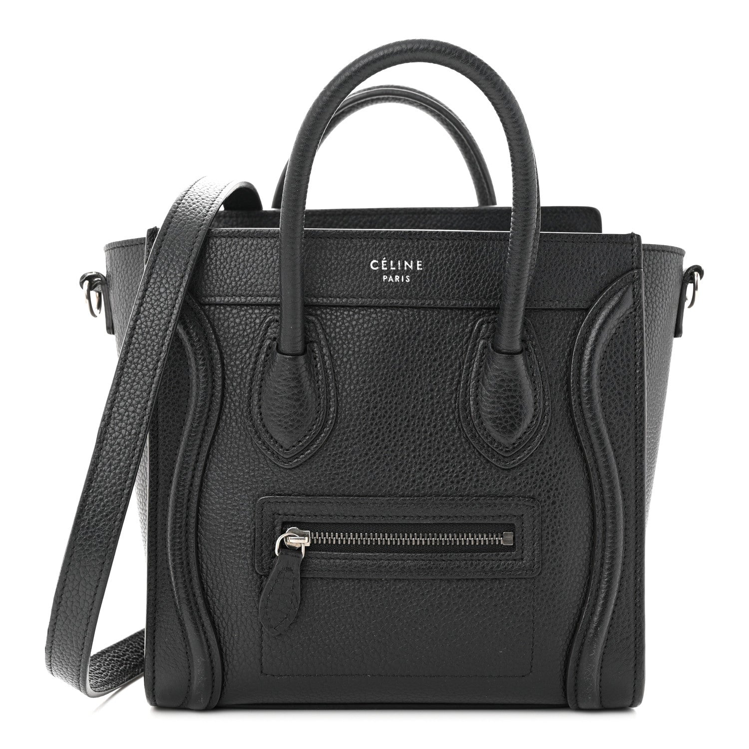Celine Drummed Calfskin Nano Luggage Black 1 of 13