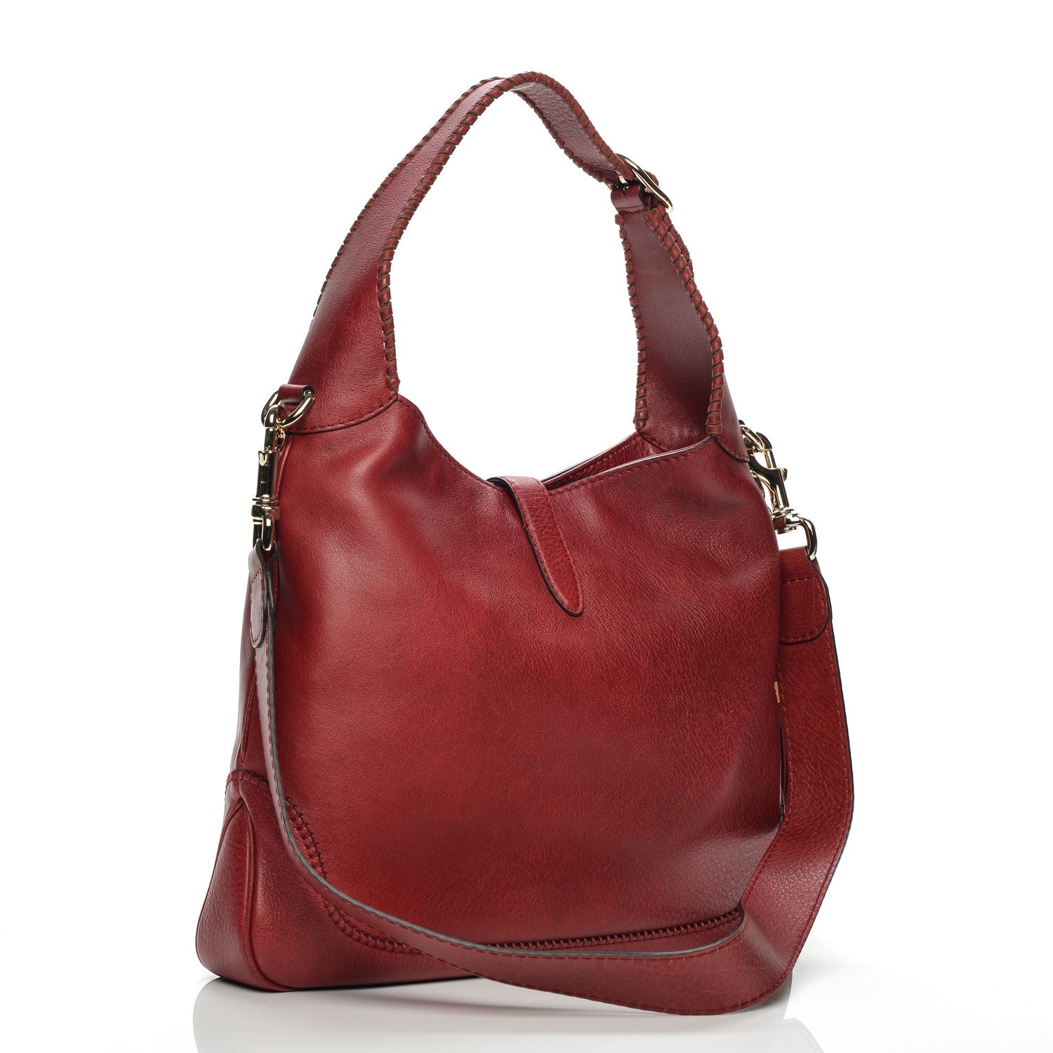 Gucci Pebbled Calfskin Medium New Jackie Shoulder Bag Raspberry Candy 3 of 7