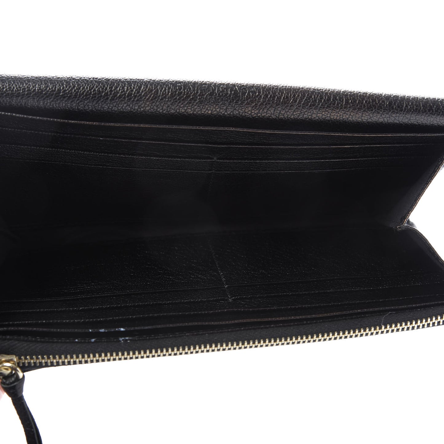 Chevre Gold Metallic Edge Hardware Money Wallet Black