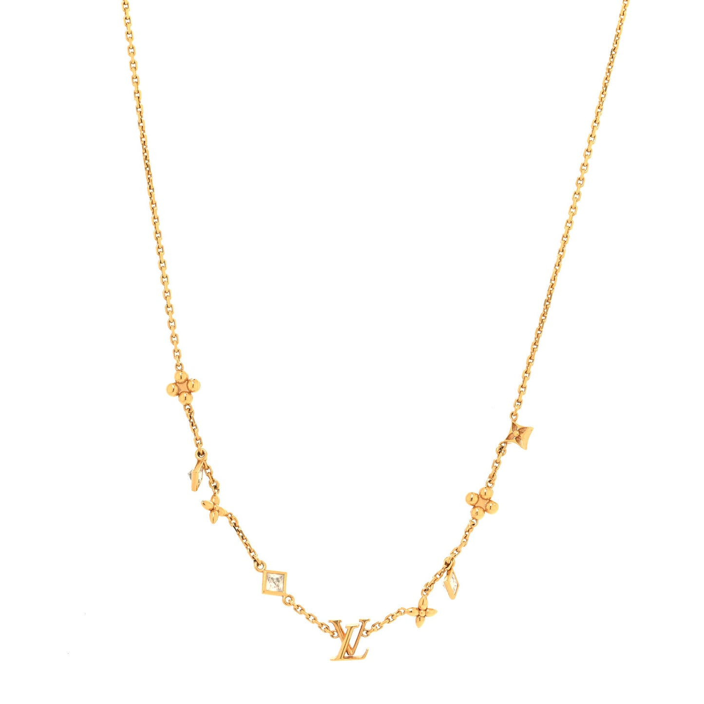 Metal Crystal LV In The Sky Necklace Gold