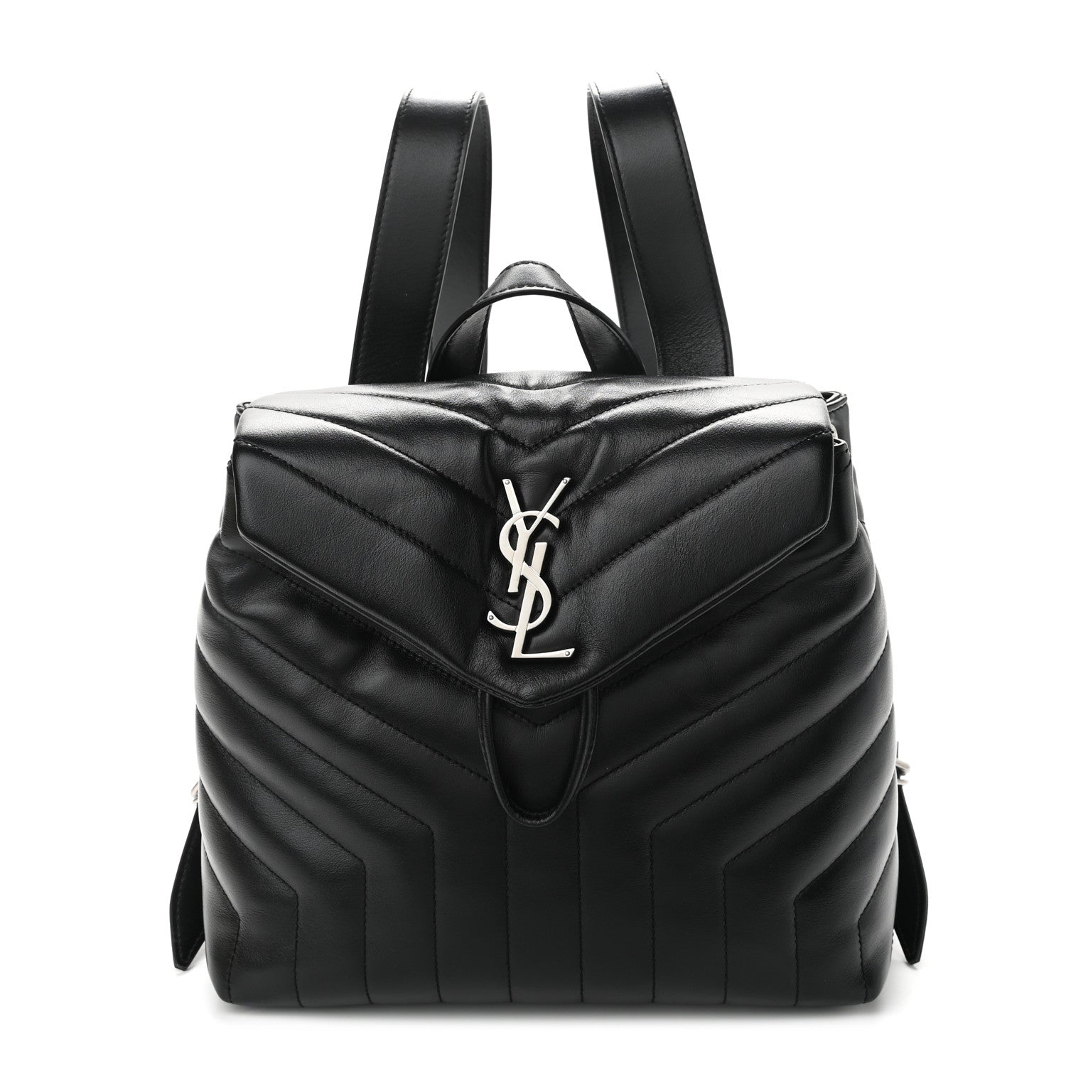 Saint Laurent Calfskin Y Quilted Monogram Small Loulou Backpack Black 1 of 9