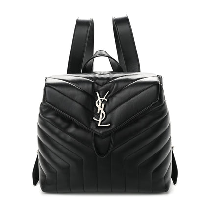Saint Laurent Calfskin Y Quilted Monogram Small Loulou Backpack Black 1 of 9