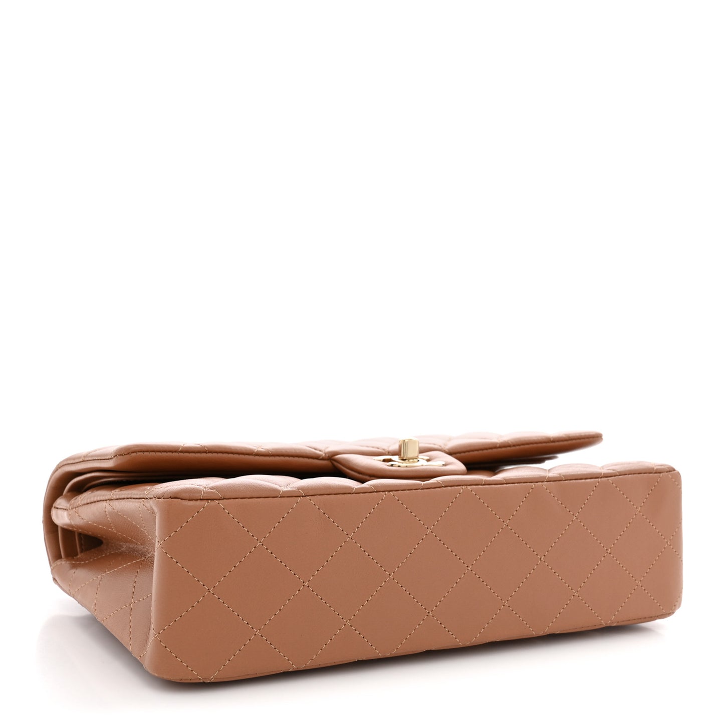 Lambskin Quilted Medium Double Flap Brown