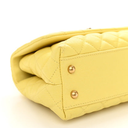Chanel Caviar Quilted Mini Coco Handle Flap Yellow 9 of 10