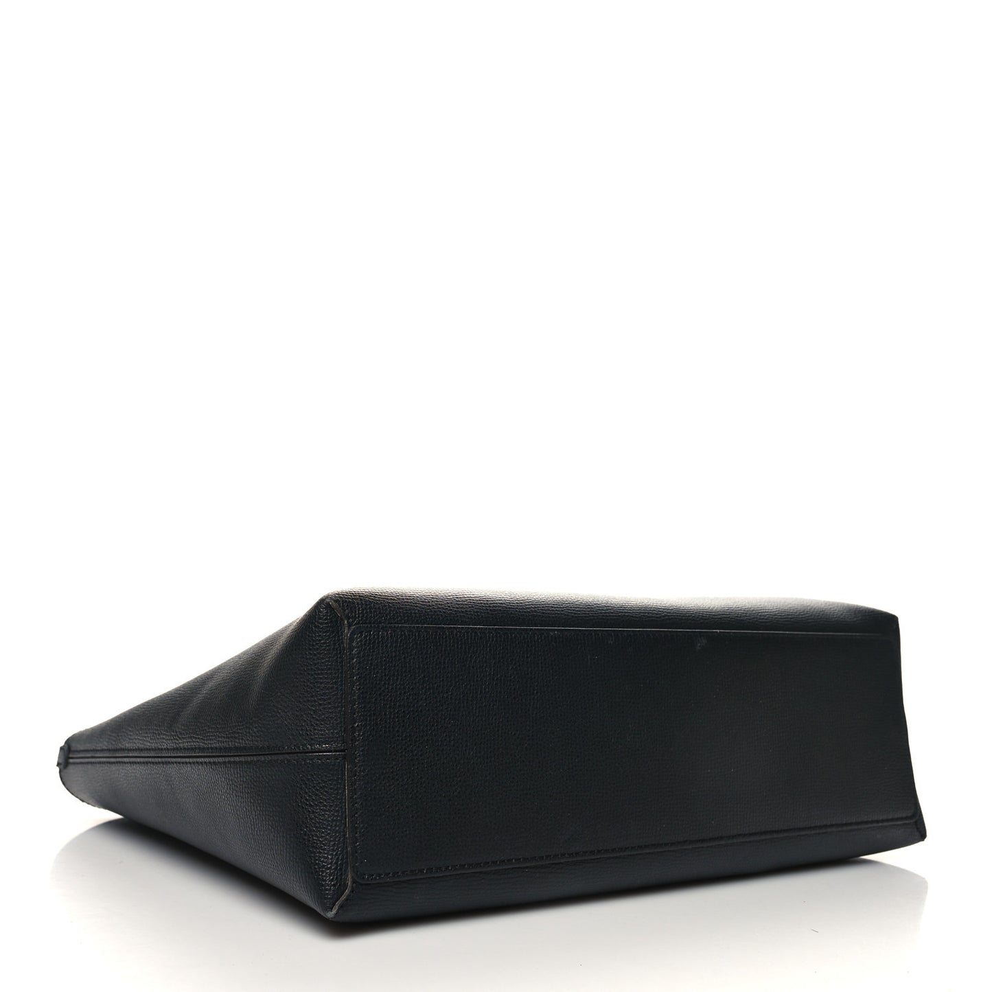 Grainy Calfskin Haymarket Check Medium Reversible Tote Black