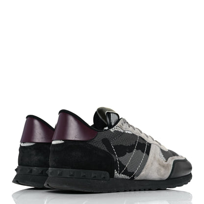 Valentino Garavani Mesh Fabric Suede Camouflage Mens Rockrunner Sneakers 42 Grigio Anthracite Black 4 of 9