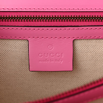 Gucci Knight Calfskin Malaga Kid Heart Medium GG Marmont Chain Handle Bag Tropical Pink Flower Hibiscus Red Multicolor 6 of 16