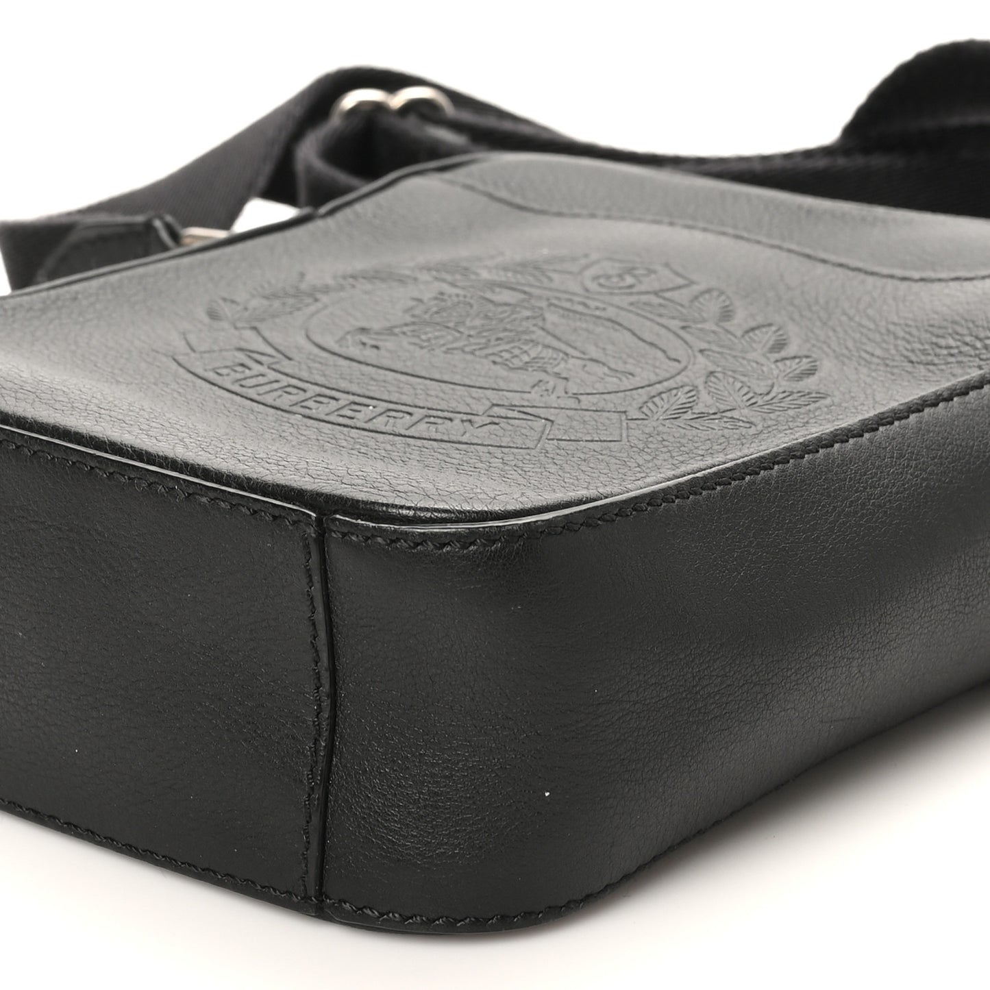 Pebbled  Calfskin Embossed Thornton Messenger Bag Black