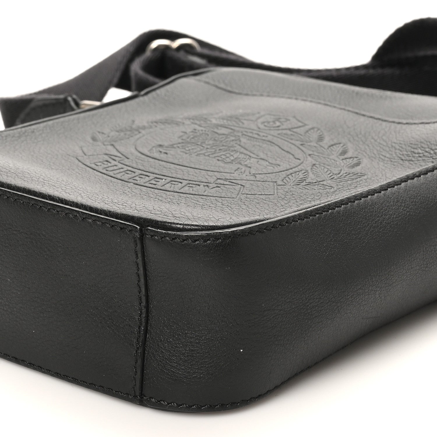 Burberry Pebbled  Calfskin Embossed Thornton Messenger Bag Black 9 of 10