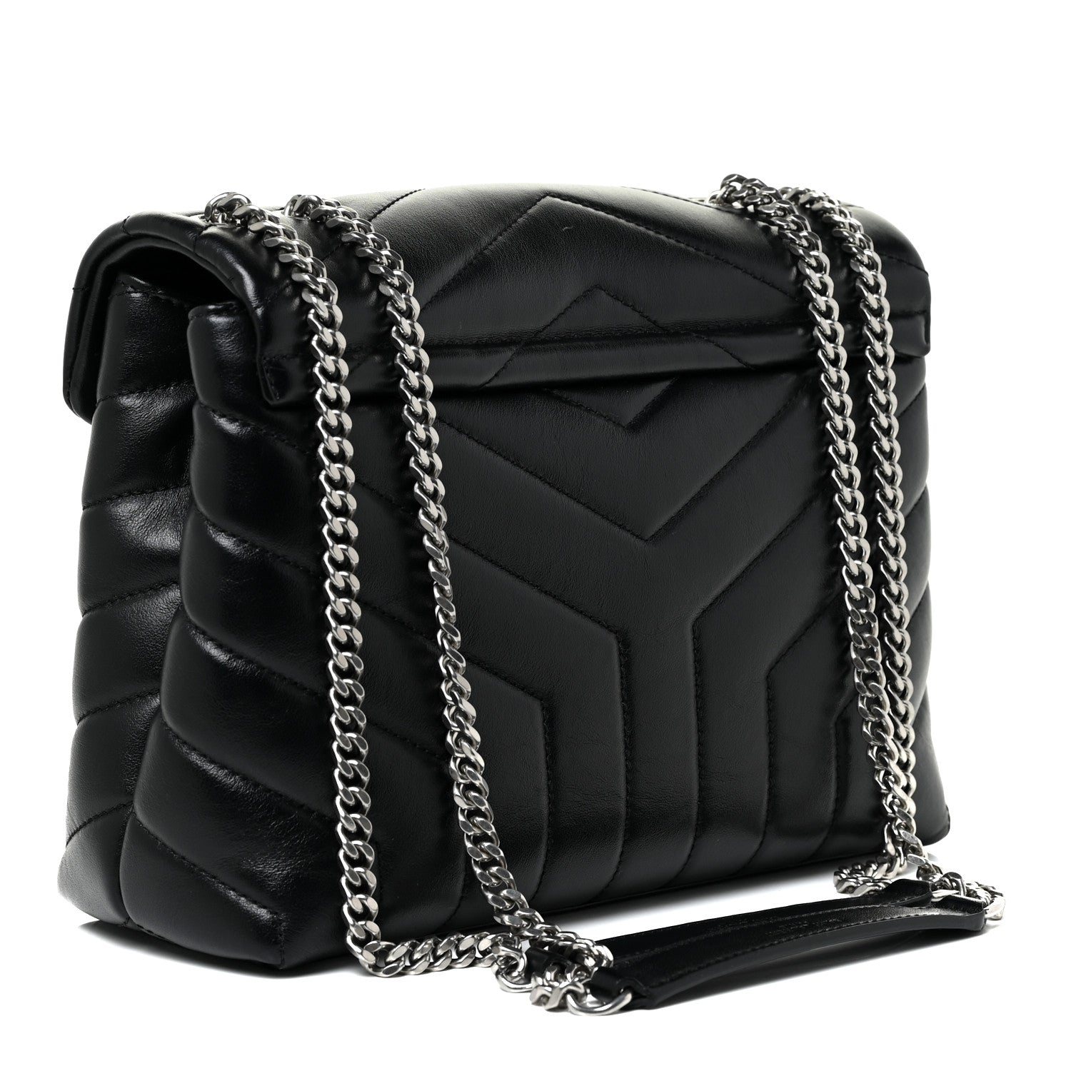 Saint Laurent Calfskin Y Quilted Monogram Small Loulou Chain Satchel Black 3 of 12