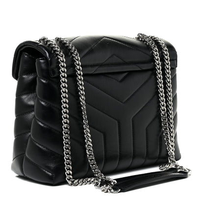 Saint Laurent Calfskin Y Quilted Monogram Small Loulou Chain Satchel Black 3 of 12