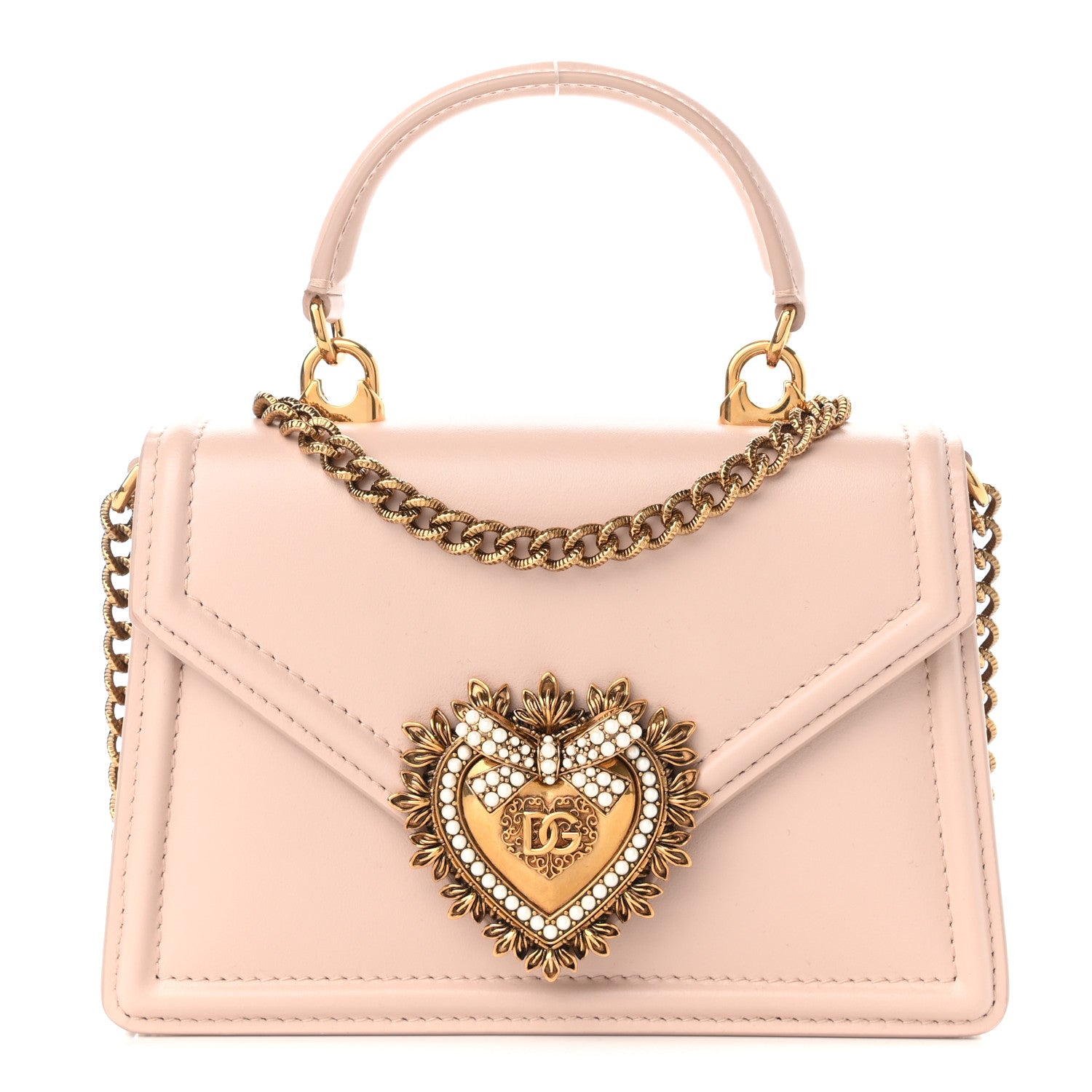 Dolce & Gabbana Smooth Calfskin Small Devotion Envelope Top Handle Bag Pink 2 of 19