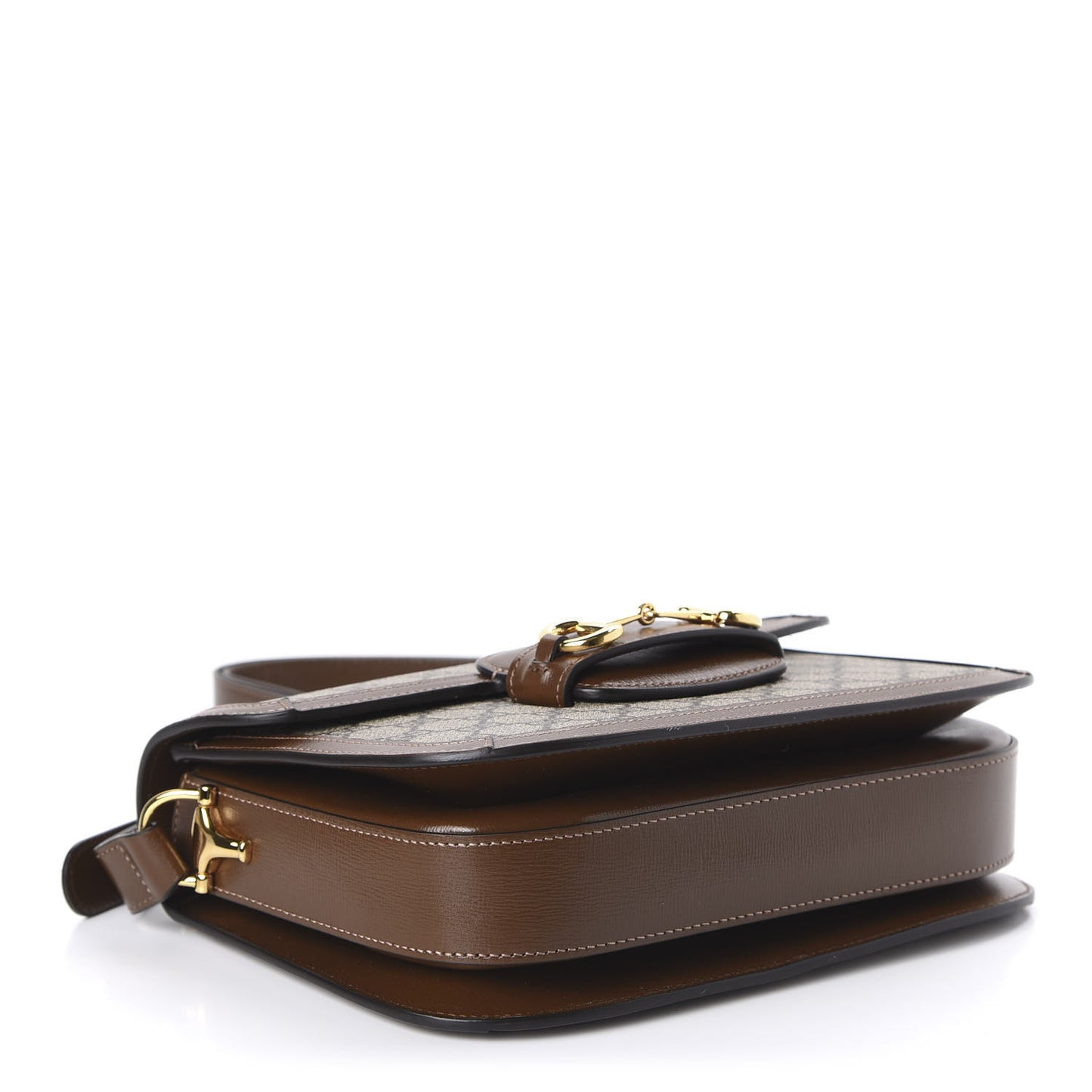 GG Supreme Monogram Horsebit 1955 Shoulder Bag Beige Brown Sugar