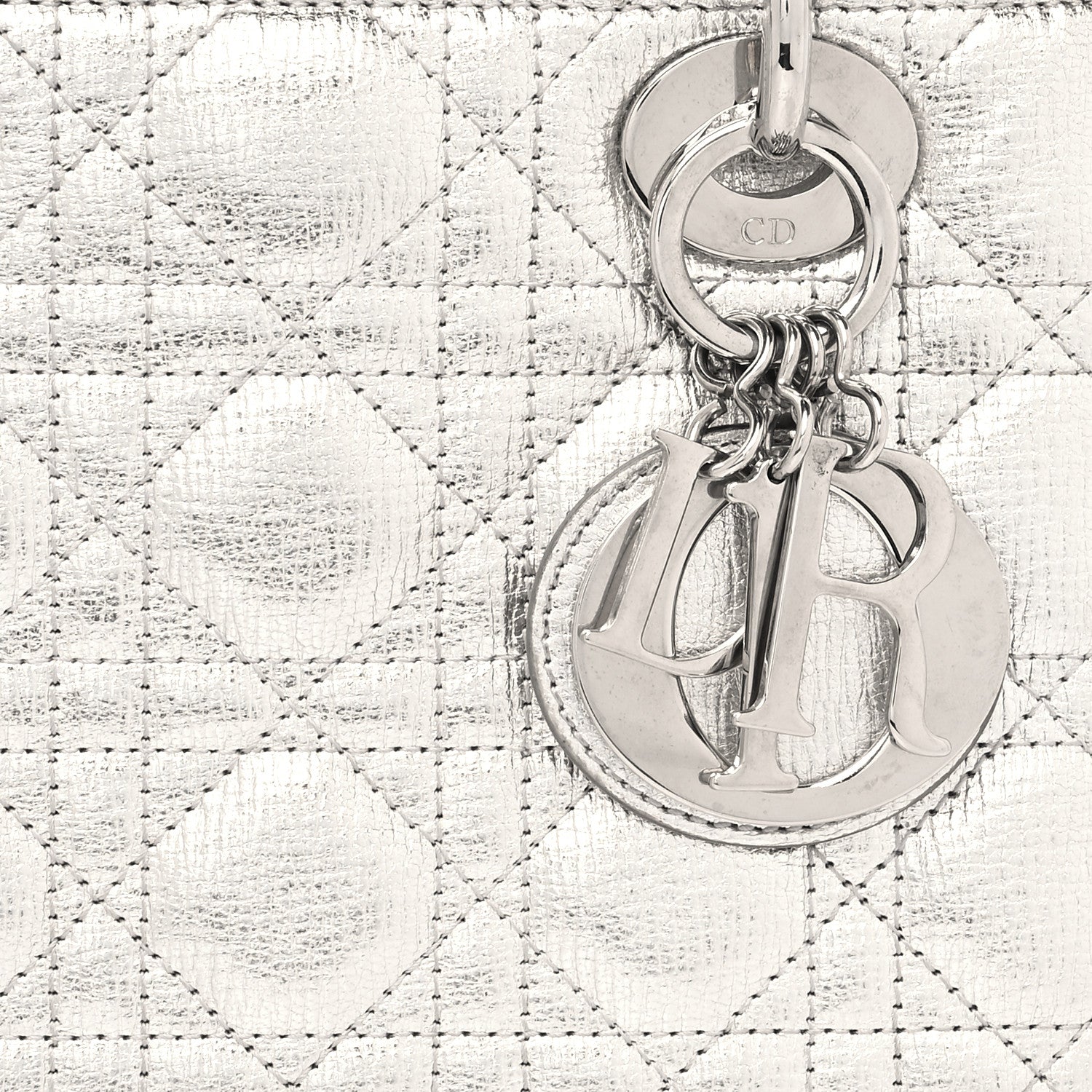 Christian Dior Metallic Grained Calfskin Cannage Small Lucky Badges My Lady Dior Silver 7 of 11