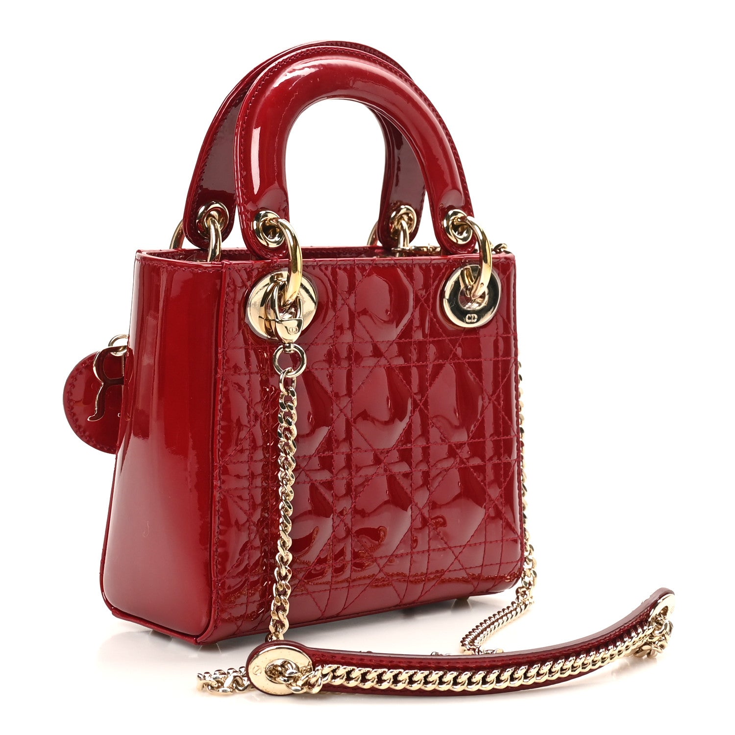 Christian Dior Patent Cannage Mini Lady Dior Red 3 of 11