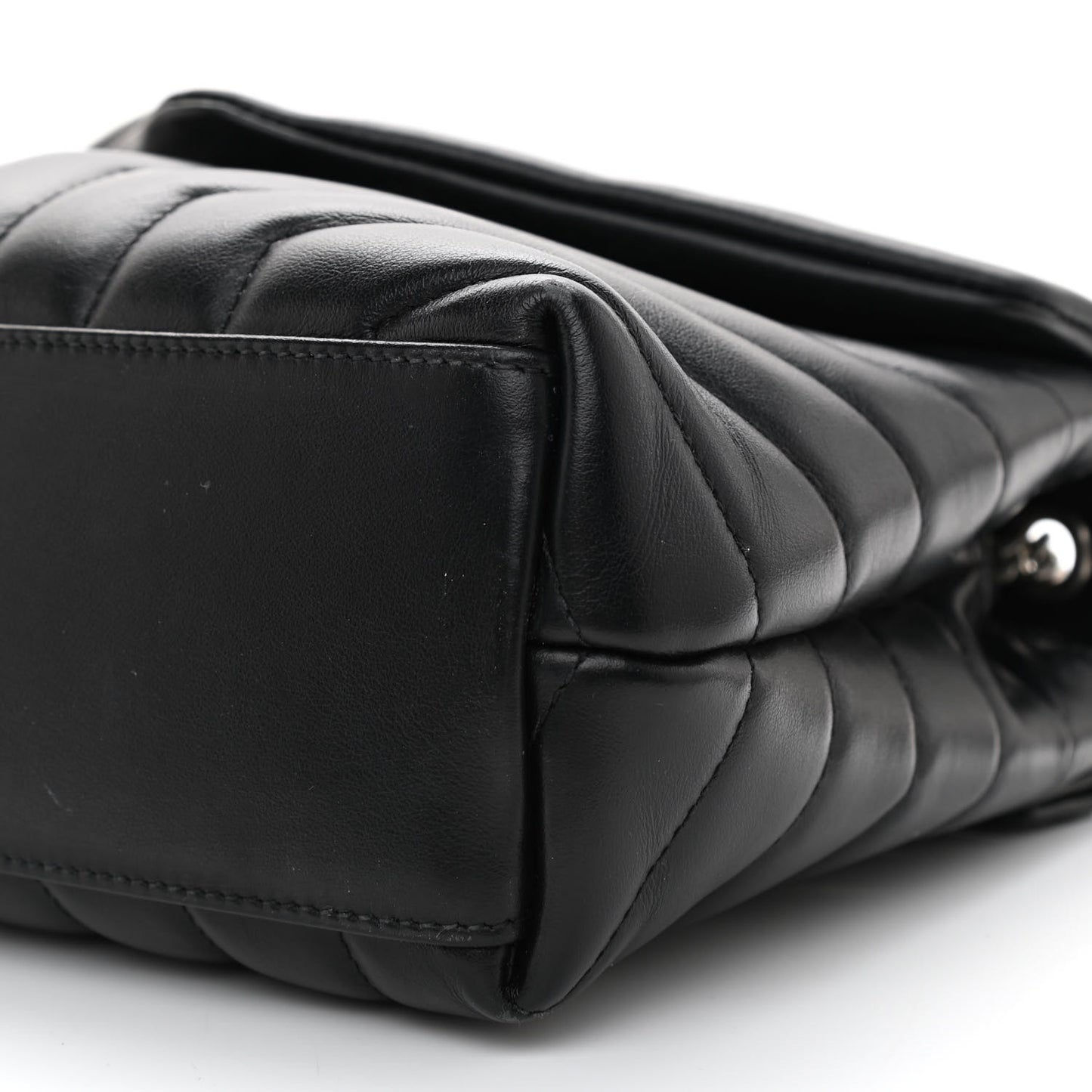 Calfskin Y Quilted Monogram Small Loulou Chain Satchel Black