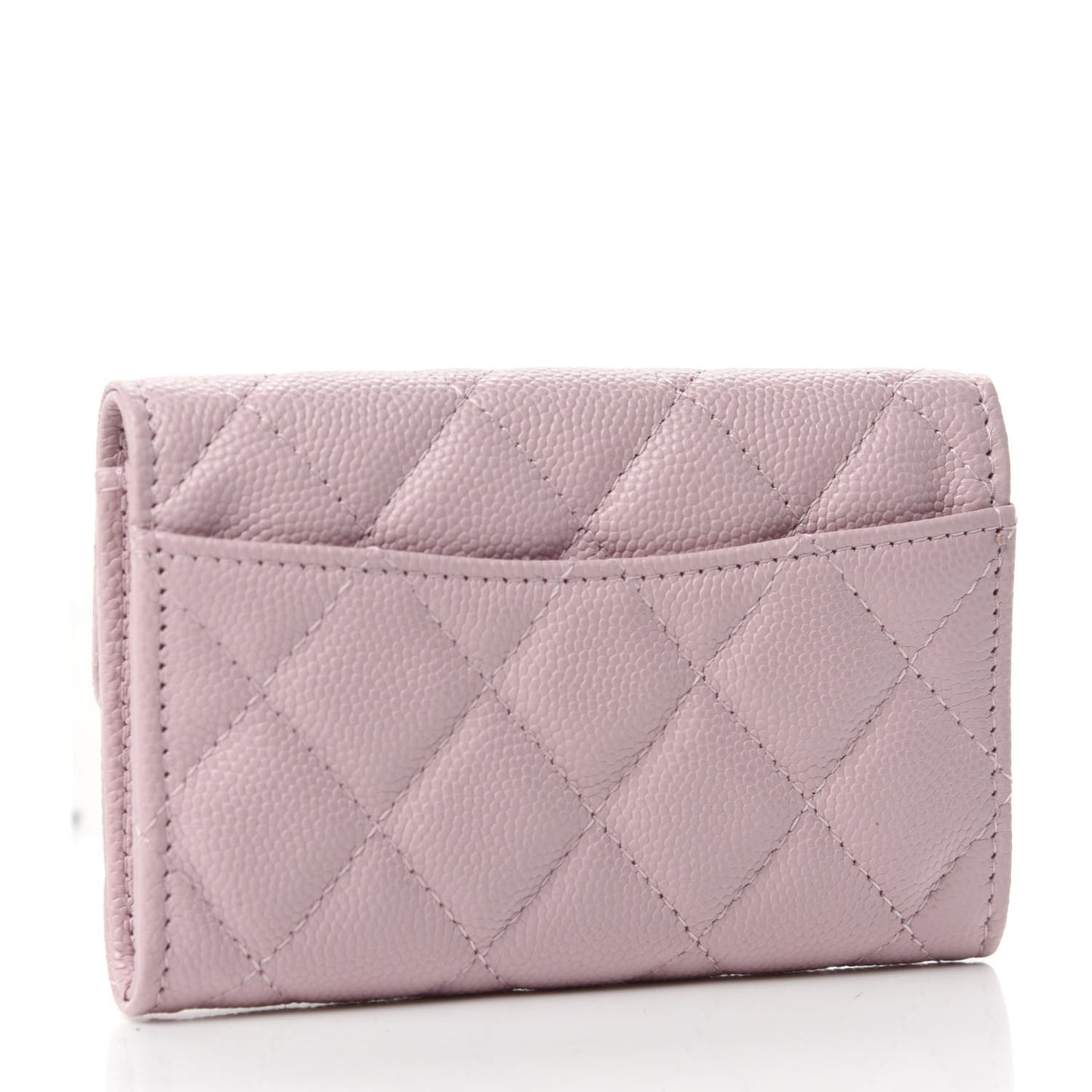 Caviar Quilted Flap Card Holder Wallet Light Pink