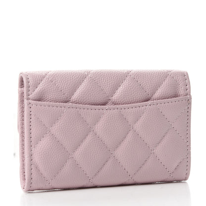 Chanel Caviar Quilted Flap Card Holder Wallet Light Pink 3 of 9
