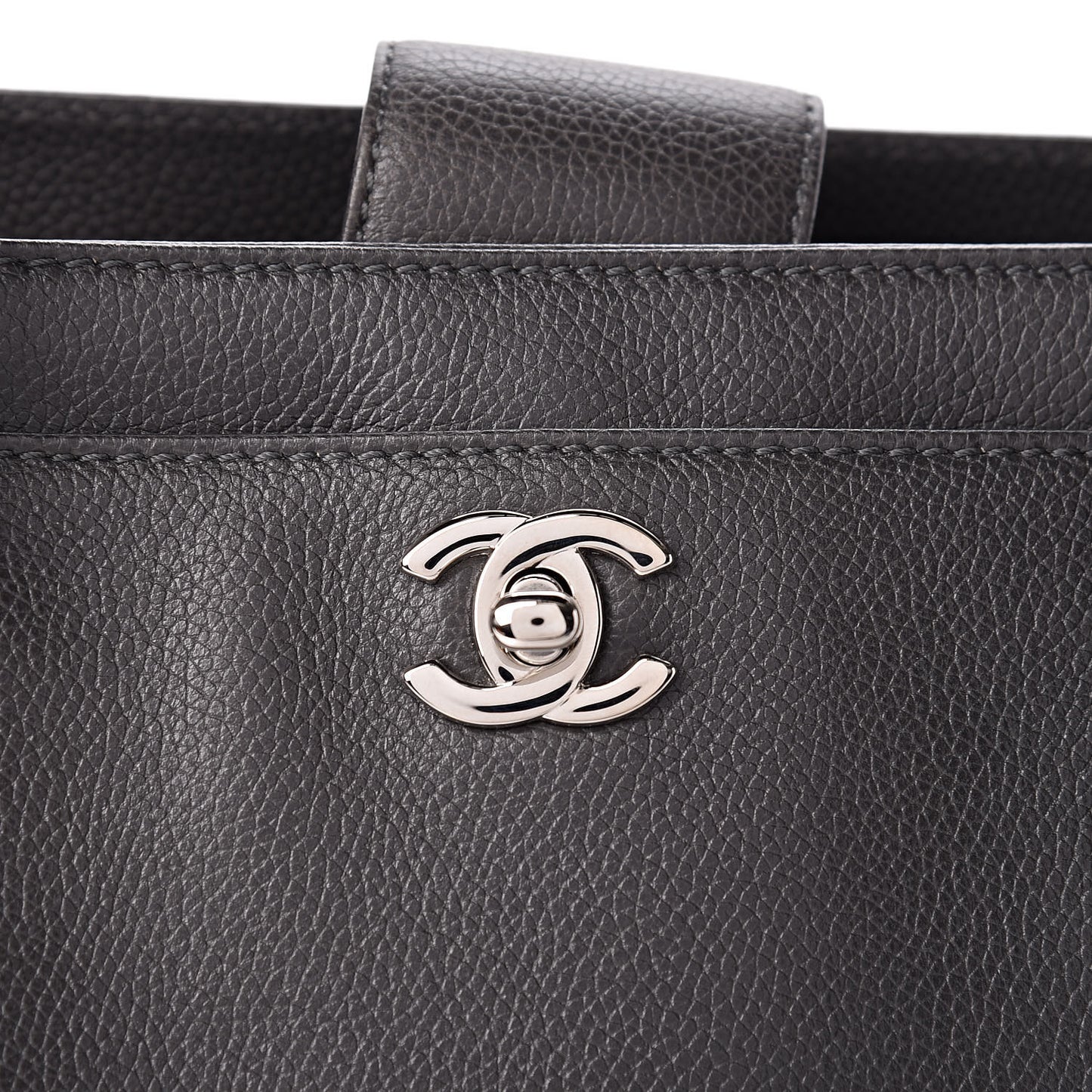 Calfskin Cerf Executive Shopper Tote Dark Grey