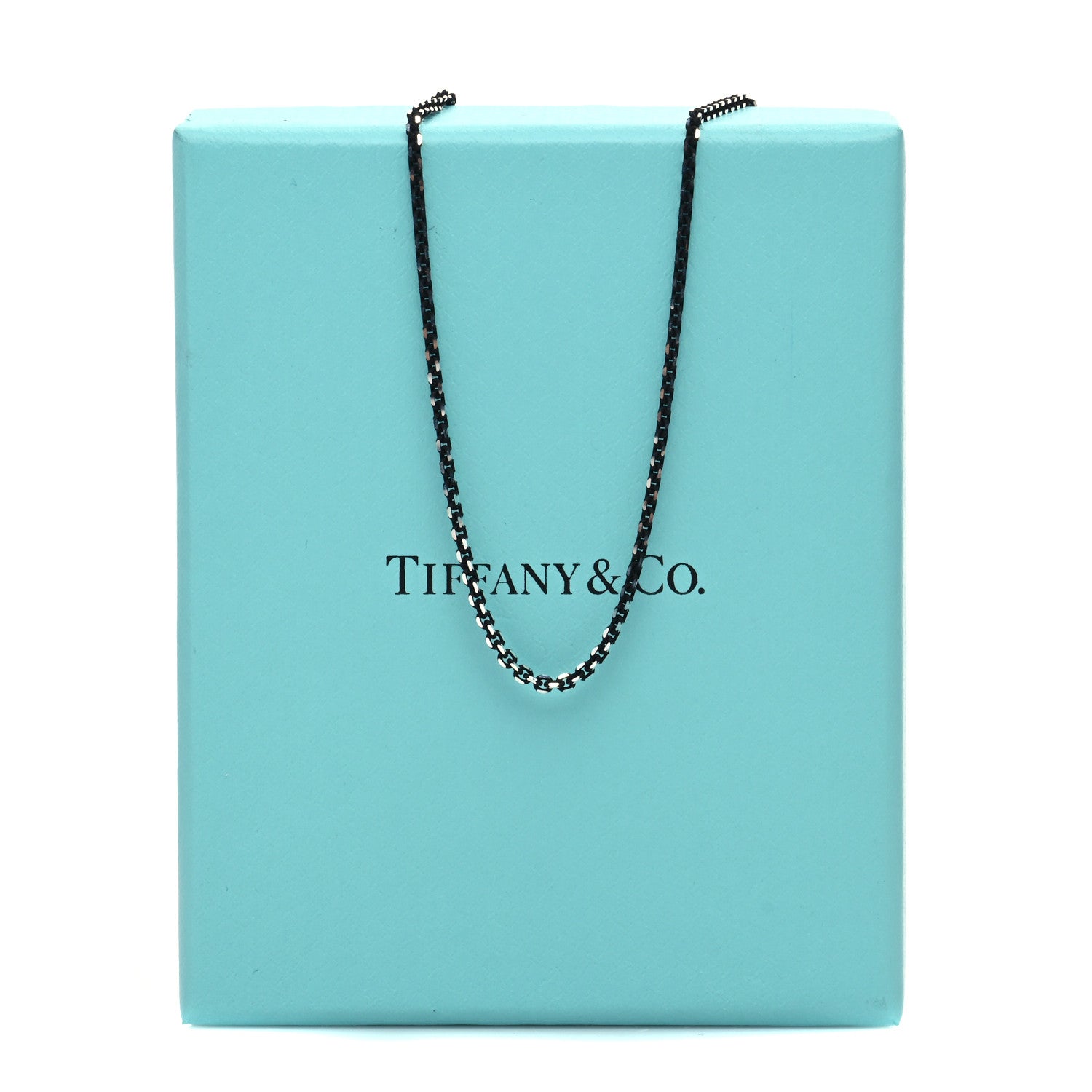 Tiffany Sterling Silver Enamel 1.75mm Chain Necklace Black 30" 5 of 5