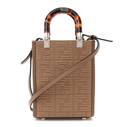 Fendi Technical Fabric Vitello Ceylon Plexiglass FF Mini Fendi Sunshine Shopper Tote Sand 1 of 11