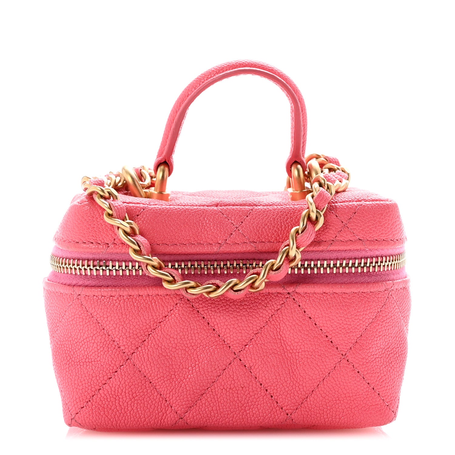 Chanel Caviar Quilted Mini Top Handle Vanity With Chain Pink 1 of 10