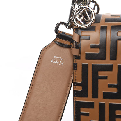 Fendi Vitello Century F is Fendi Whipstitch Threads FF Embossed Kan I Shoulder Bag Tobacco Orzo 12 of 14