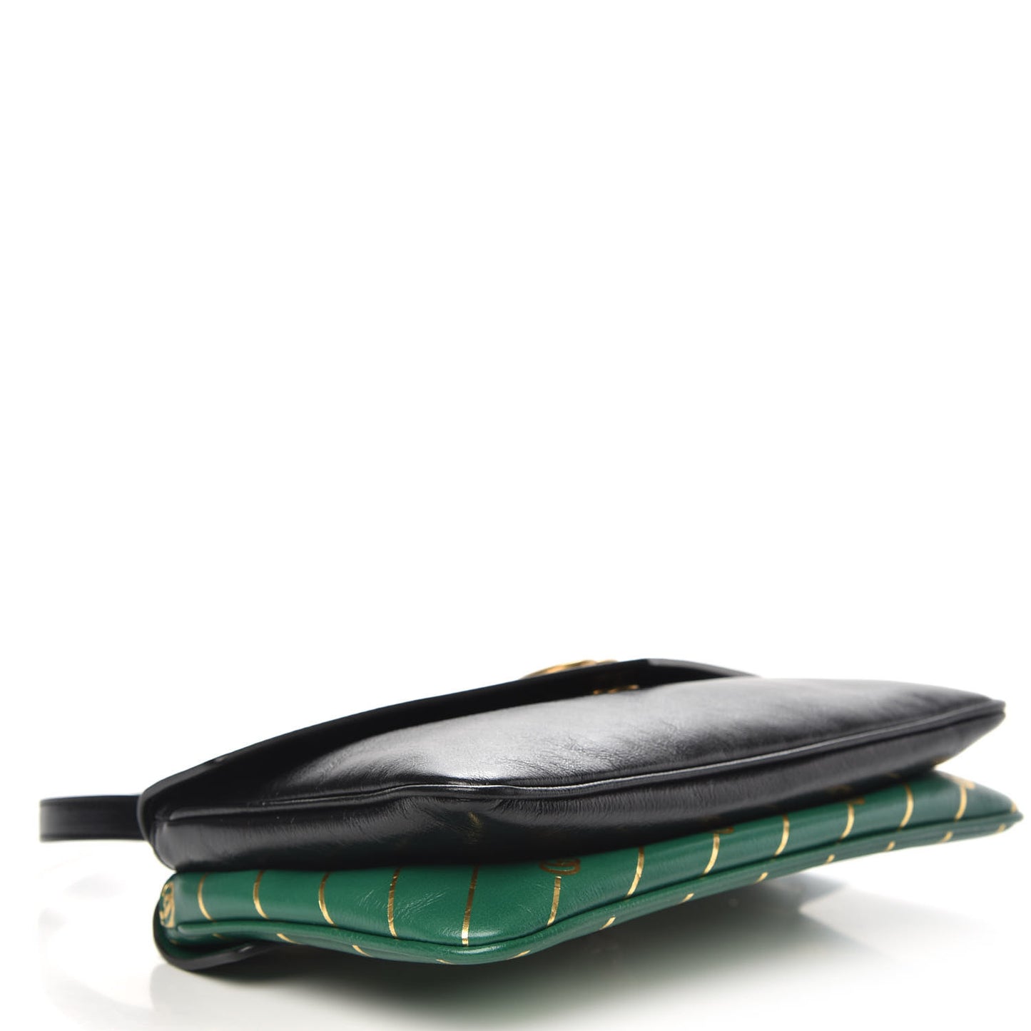 Calfskin Diagonal GG Medium Thiara Double Envelope Shoulder Bag Emerald Green Black