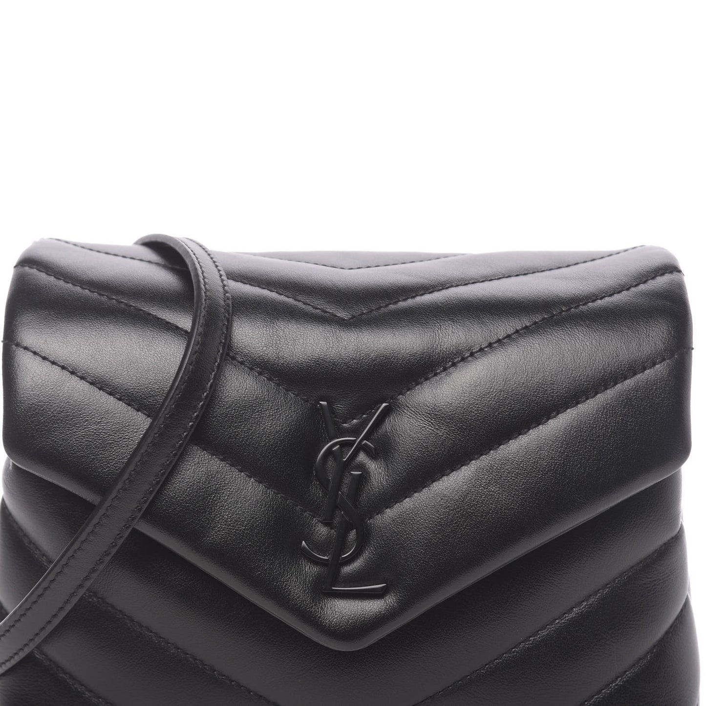 Calfskin Y Quilted Monogram Toy Loulou Crossbody Bag Black
