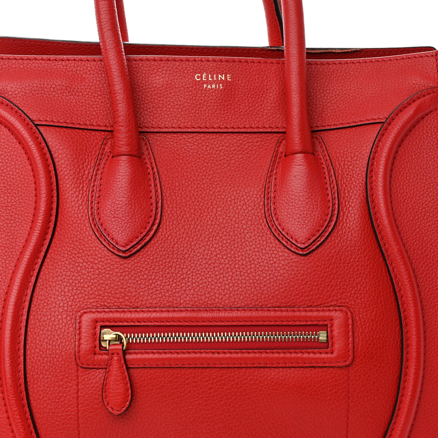 Drummed Calfskin Mini Luggage Red