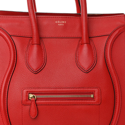 Celine Drummed Calfskin Mini Luggage Red 7 of 10