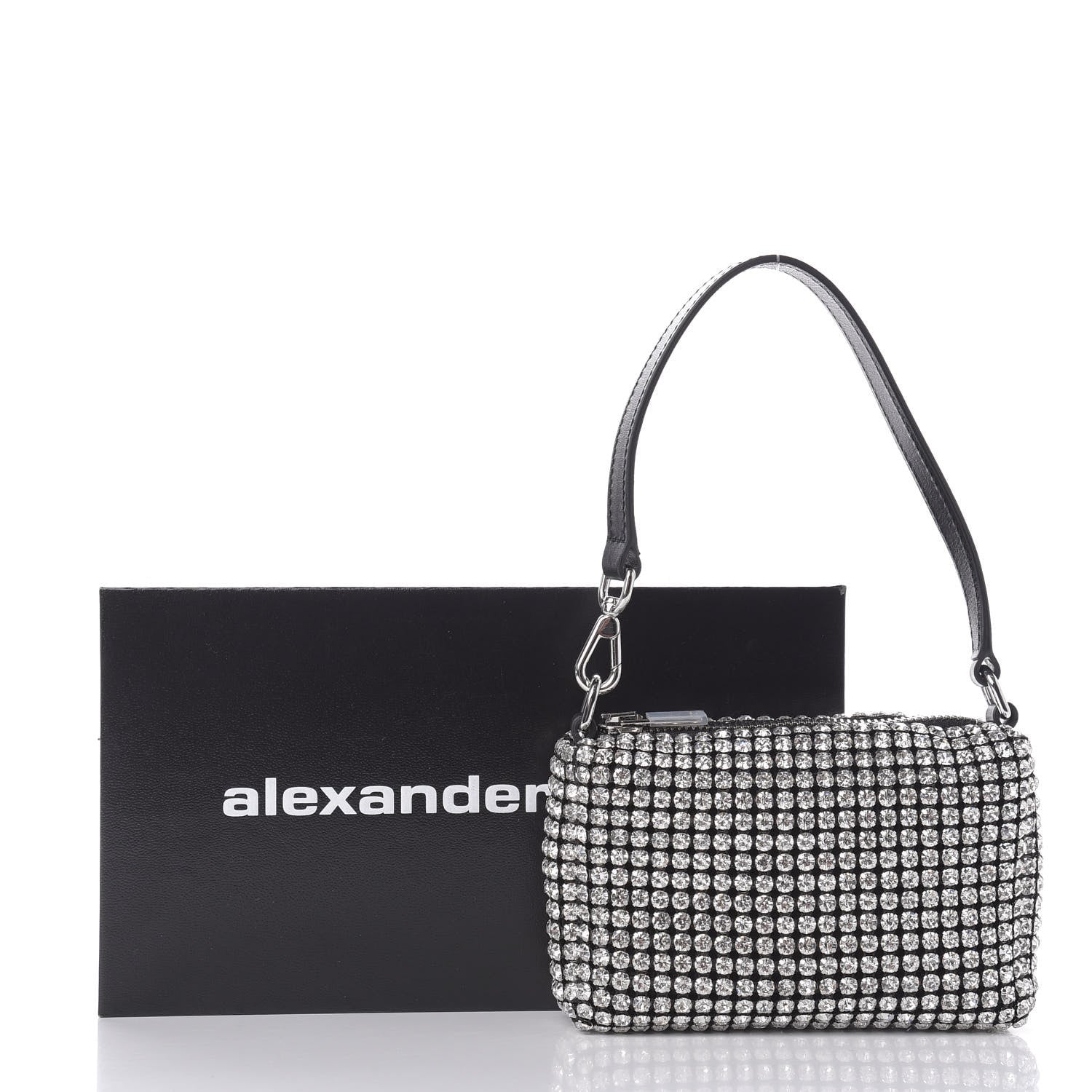 Alexander Wang Mesh Crystal Rhinestone Mini Heiress Pouch Black Silver 9 of 9