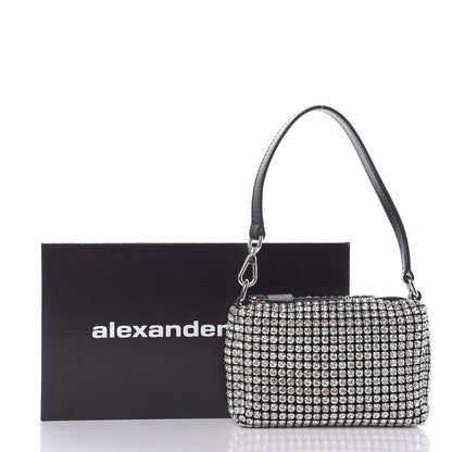 Alexander Wang Mesh Crystal Rhinestone Mini Heiress Pouch Black Silver 9 of 9