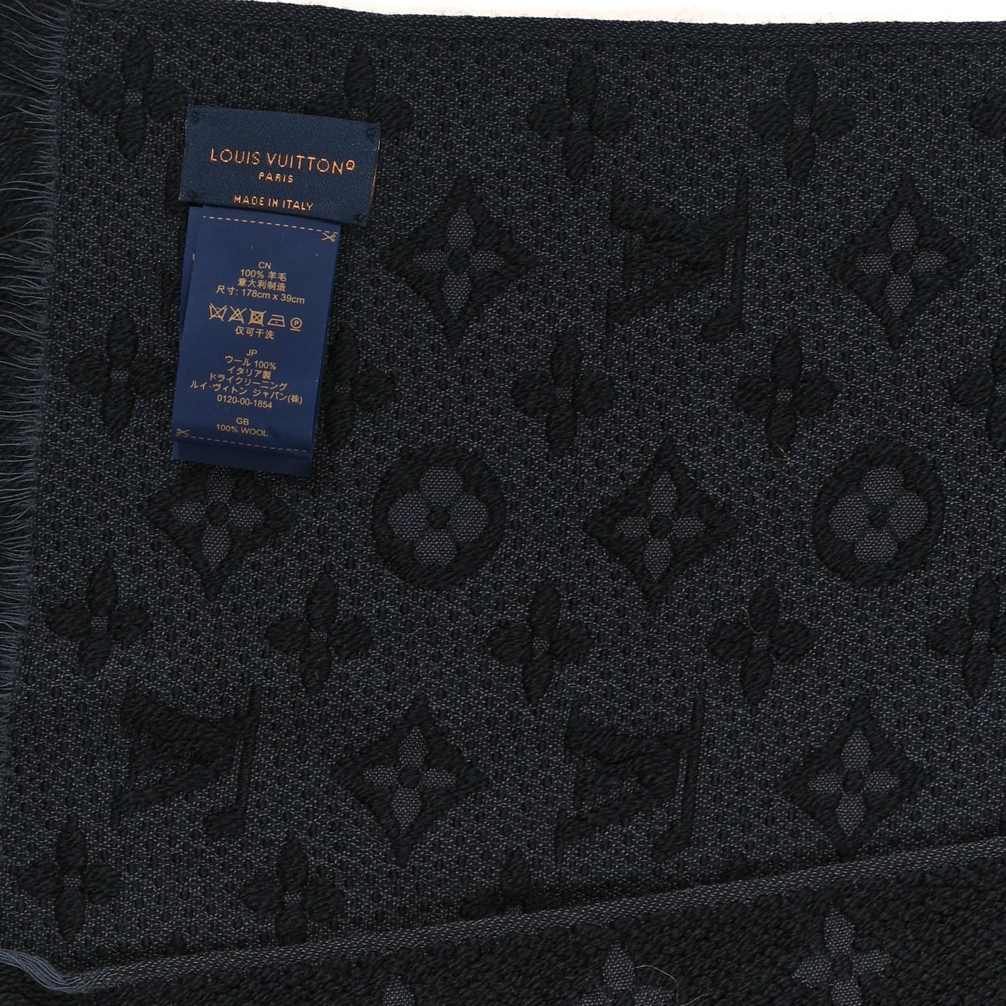 Wool Monogram Classic Scarf Black Black