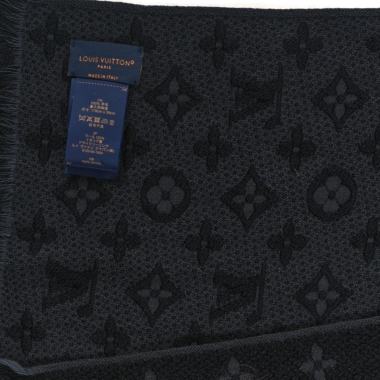 Louis Vuitton Wool Monogram Classic Scarf Black Black 3 of 3